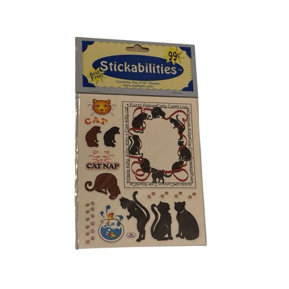 Lot 2 Stickabilities Cat Stickers Kitty Kat Silhouette Craft Stickers Acid Free - Picture 2 of 4